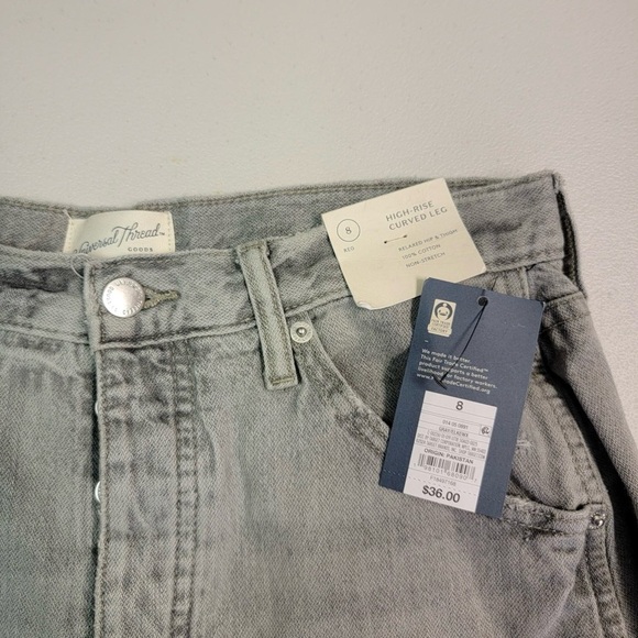 Universal Thread Gray Women’s High-Rise Curved Leg Barrel Leg Jeans Size 8 - Picture 4 of 6